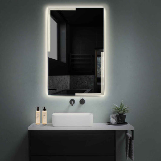 Vertical LED Mirror | Wall Switch Control | Neutral White Light - Reyze Edge Series Model 2