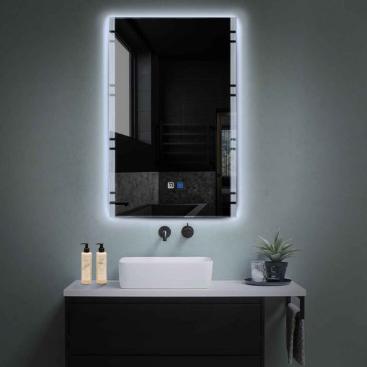 Vertical LED Mirror | Touch Buttons | Anti-Fog Function | Cool White Light - Reyze Edge Series Model 3