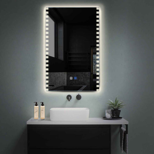 Vertical LED Mirror | Touch Buttons | Anti-Fog Function | Neutral White Light - Reyze Edge Series Model 6