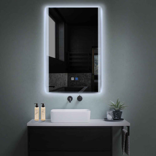 Vertical LED Mirror | Touch Buttons | Anti-Fog Function | Cool White Light - Reyze Edge Series Model 7