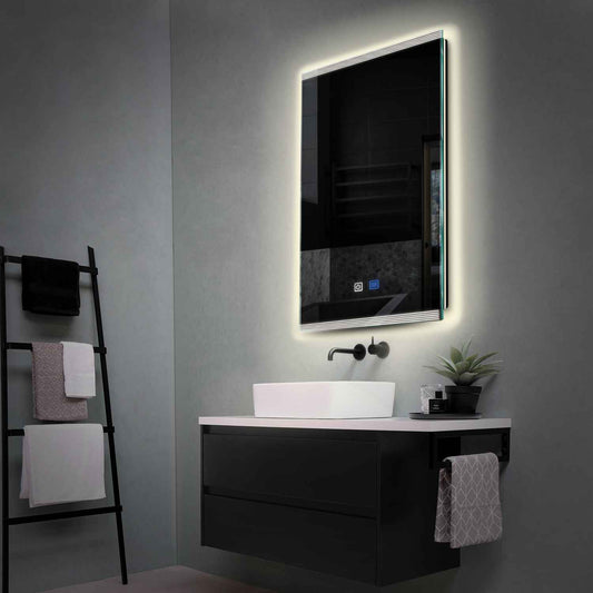 Vertical LED Mirror | Touch Buttons | Anti-Fog Function | Neutral White Light - Reyze Edge Series Model 8