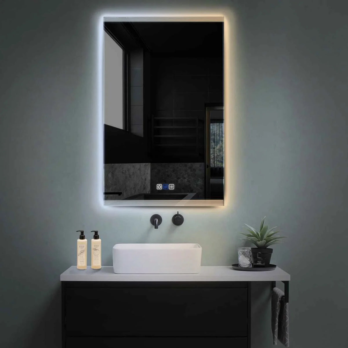 Vertical LED Mirror | Touch Buttons | Anti-Fog Function | Adjustable Color Temperature - Reyze Edge Series Model 8