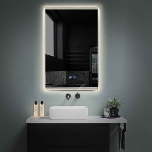 Vertical LED Mirror | Touch Buttons | Anti-Fog Function | Neutral White Light - Reyze Edge Series Model 8