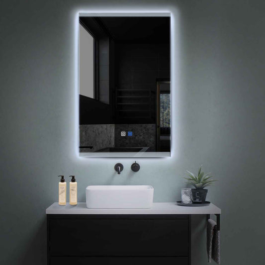 Vertical LED Mirror | Touch Buttons | Anti-Fog Function | Cool White Light - Reyze Edge Series Model 8