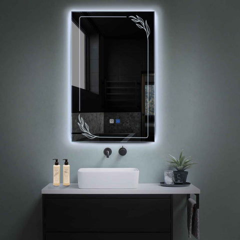 Vertical LED Mirror | Touch Buttons | Anti-Fog Function | Cool White Light - Reyze Good Vibes Series Model 1