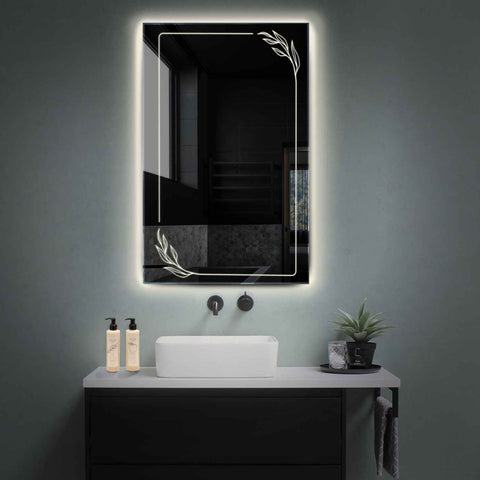 Vertical LED Mirror | Wall Switch Control | Neutral White Light - Reyze Good Vibes Series Model 1