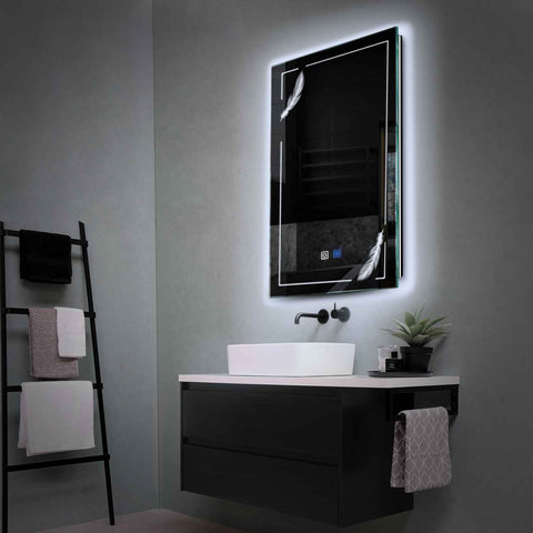 Vertical LED Mirror | Touch Buttons | Anti-Fog Function | Cool White Light - Reyze Good Vibes Series Model 2