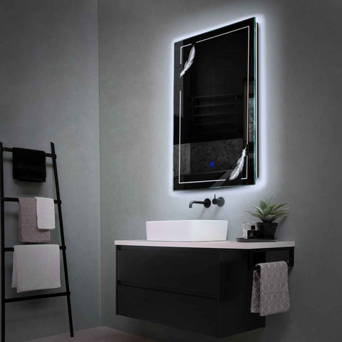 Vertical LED Mirror | Touch Button | Cool White Light - Reyze Good Vibes Series Model 2