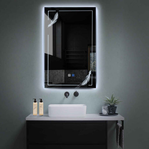 Vertical LED Mirror | Touch Buttons | Anti-Fog Function | Cool White Light - Reyze Good Vibes Series Model 2