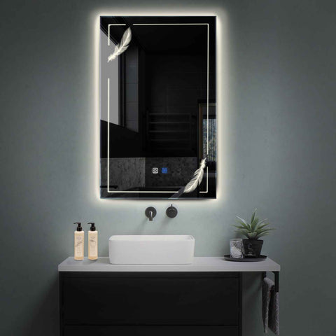 Vertical LED Mirror | Touch Buttons | Anti-Fog Function | Neutral White Light - Reyze Good Vibes Series Model 2