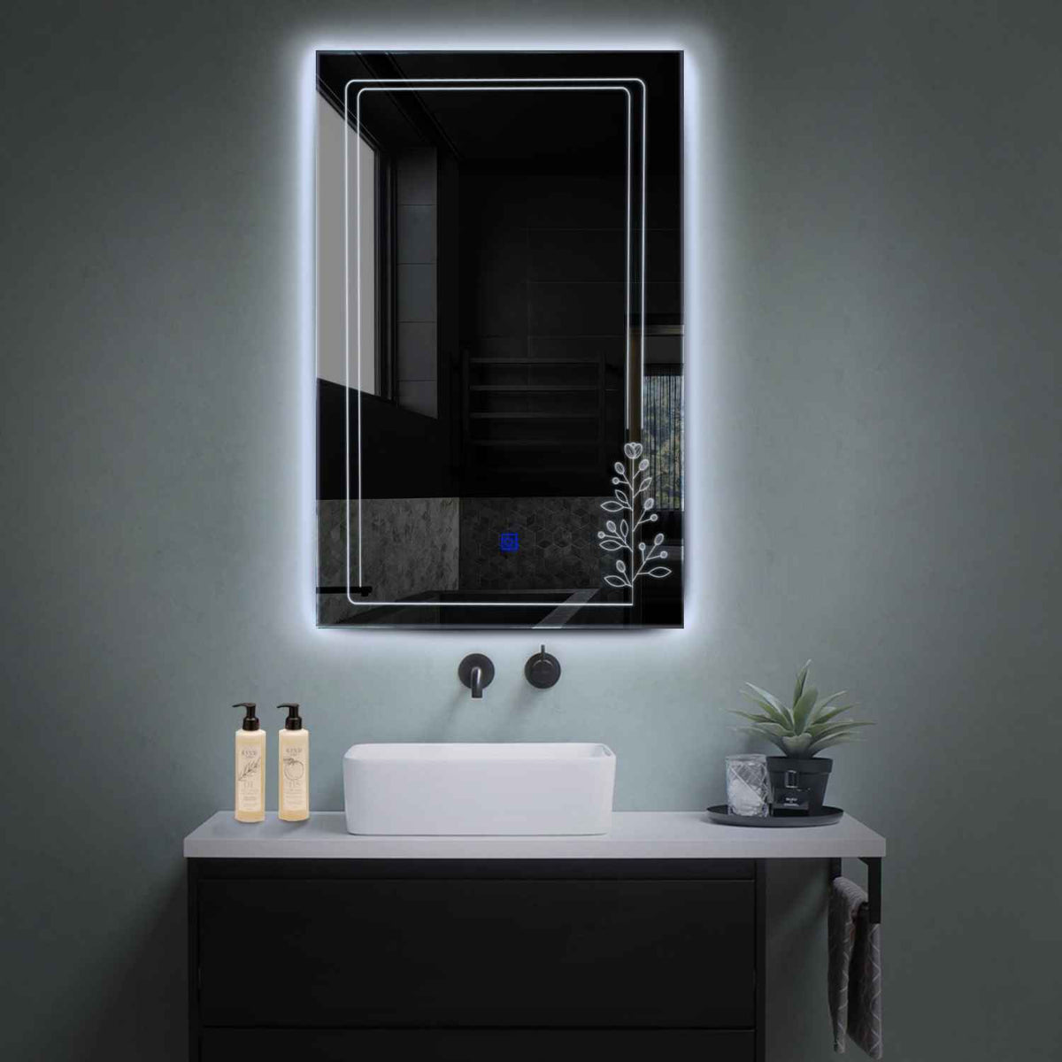 Vertical LED Mirror | Touch Button | Cool White Light - Reyze Good Vibes Series Model 3