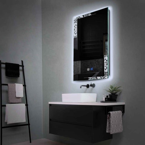Vertical LED Mirror | Touch Buttons | Anti-Fog Function | Cool White Light - Reyze Good Vibes Series Model 4