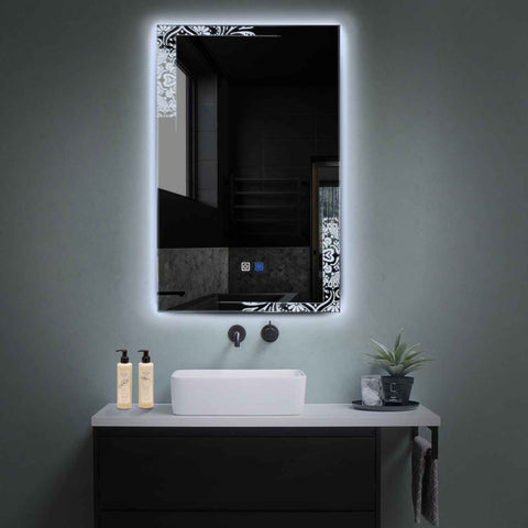Vertical LED Mirror | Touch Buttons | Anti-Fog Function | Cool White Light - Reyze Good Vibes Series Model 4