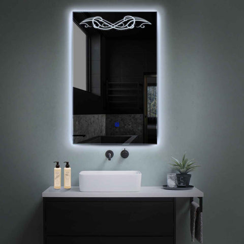 Vertical LED Mirror | Touch Button | Cool White Light - Reyze Good Vibes Series Model 6
