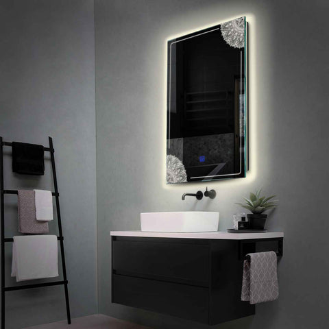 Vertical LED Mirror | Touch Button | Neutral White Light - Reyze Good Vibes Series Model 7