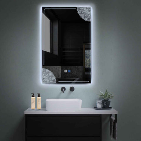 Vertical LED Mirror | Touch Buttons | Anti-Fog Function | Cool White Light - Reyze Good Vibes Series Model 7