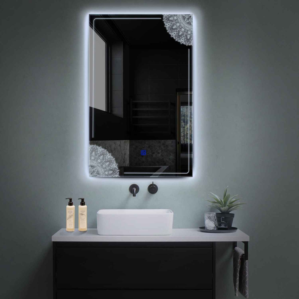 Vertical LED Mirror | Touch Button | Cool White Light - Reyze Good Vibes Series Model 7