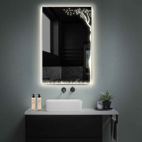 Vertical LED Mirror | Wall Switch Control | Neutral White Light - Reyze Good Vibes Series Model 8