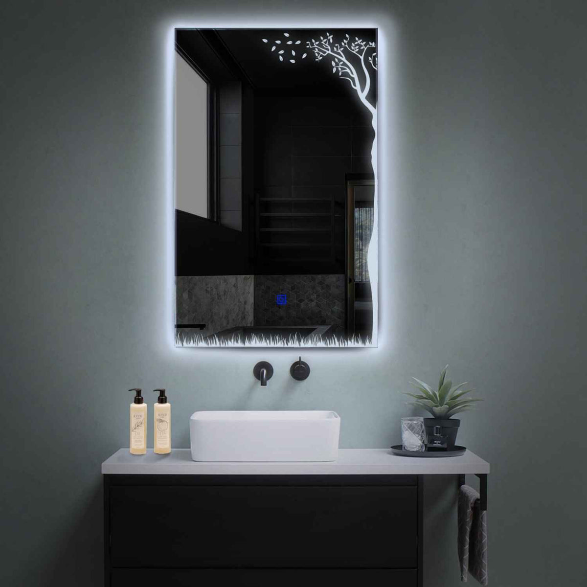 Vertical LED Mirror | Touch Button | Cool White Light - Reyze Good Vibes Series Model 8