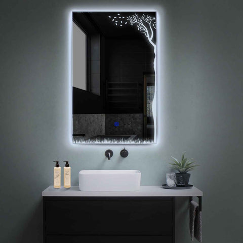 Vertical LED Mirror | Touch Button | Cool White Light - Reyze Good Vibes Series Model 8
