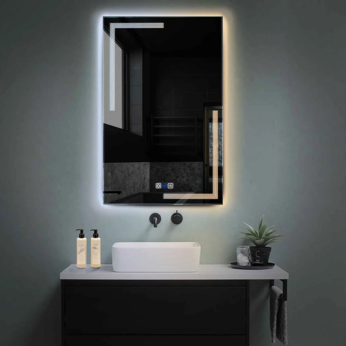 Vertical LED Mirror | Touch Buttons | Anti-Fog Function | Adjustable Color Temperature - Reyze Minimal Series Model 2