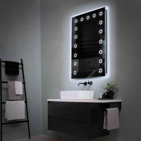 Vertical LED Mirror | Wall Switch Control | Cool White Light - Reyze Minimal Series Model 4