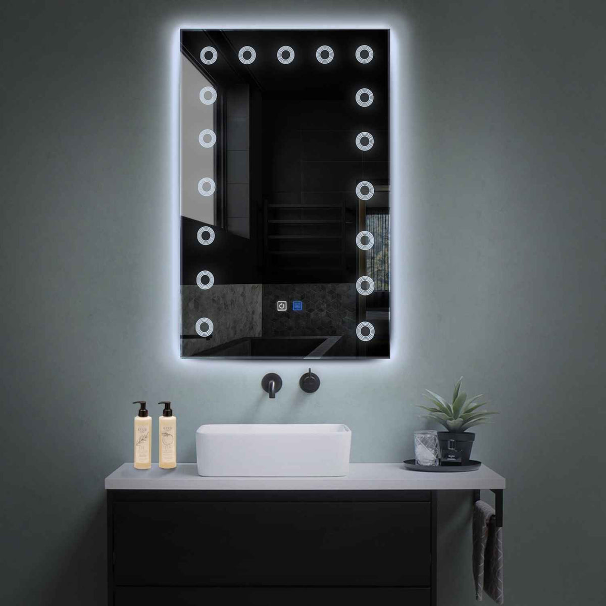 Vertical LED Mirror | Touch Buttons | Anti-Fog Function | Cool White Light - Reyze Minimal Series Model 4