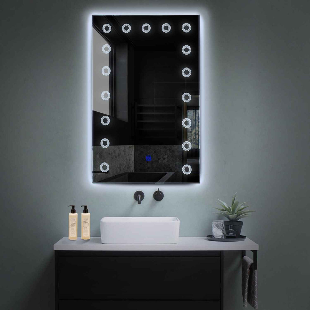 Vertical LED Mirror | Touch Button | Cool White Light - Reyze Minimal Series Model 4