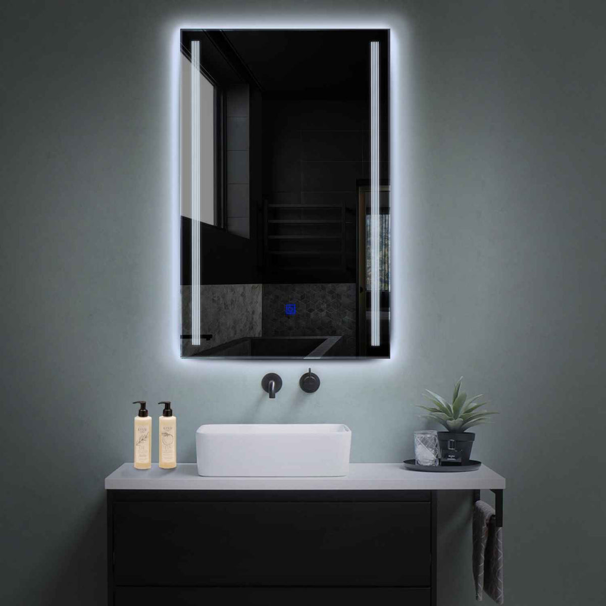 Vertical LED Mirror | Touch Button | Cool White Light - Reyze Minimal Series Model 7