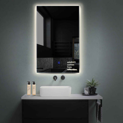 Vertical LED Mirror | Touch Button | Neutral White Light - Reyze Motivated Series Model 1