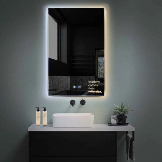 Vertical LED Mirror | Touch Buttons | Anti-Fog Function | Adjustable Color Temperature - Reyze Motivated Series Model 1