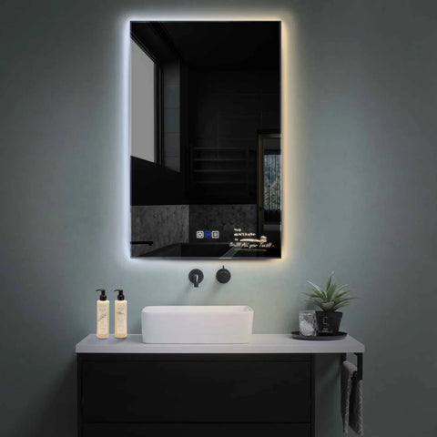 Vertical LED Mirror | Touch Buttons | Anti-Fog Function | Adjustable Color Temperature - Reyze Motivated Series Model 3