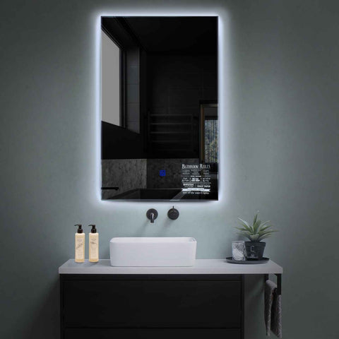 Vertical LED Mirror | Touch Button | Cool White Light - Reyze Motivated Series Model 5