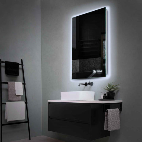 Vertical LED Mirror | Wall Switch Control | Cool White Light - Reyze Motivated Series Model 6