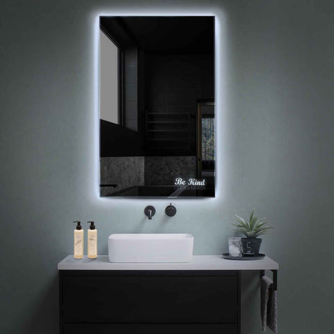 Vertical LED Mirror | Wall Switch Control | Cool White Light - Reyze Motivated Series Model 6