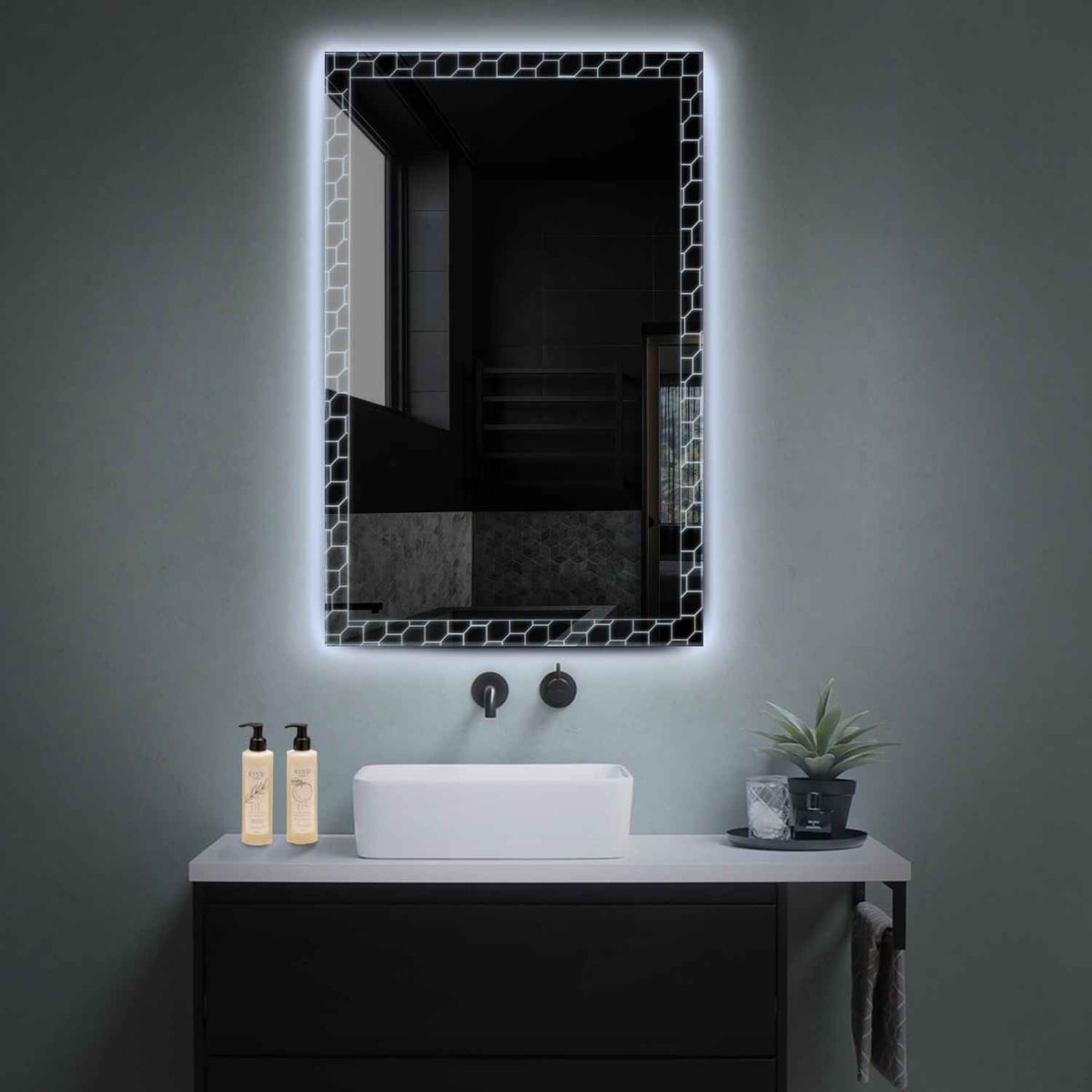 Vertical LED Mirror | Wall Switch Control | Cool White Light - Reyze Official Series Model 7