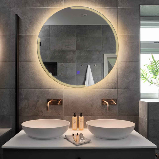 Round LED Mirror | Touch Button | Warm White Light - Reyze Edge Series Model 2