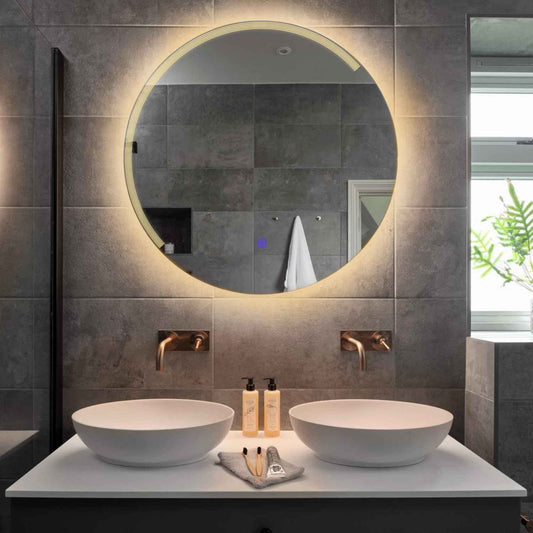 Round LED Mirror | Touch Button | Warm White Light - Reyze Edge Series Model 5