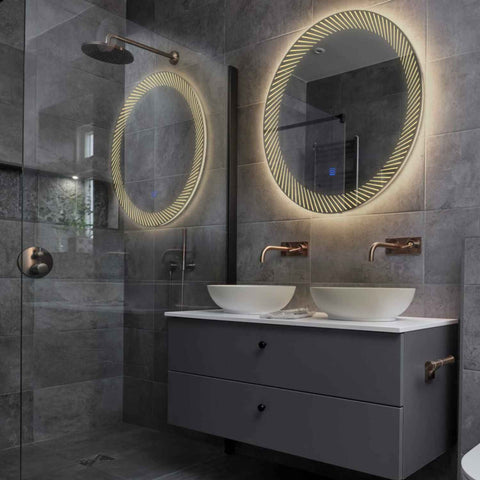 Round LED Mirror | Touch Button | Warm White Light - Reyze Simetria Series Model 7