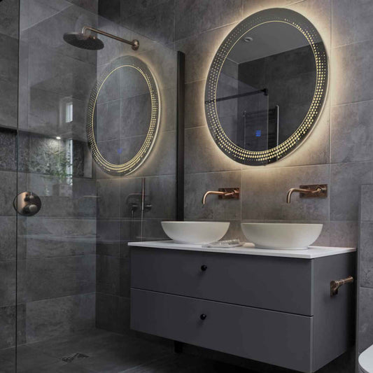 Round LED Mirror | Touch Button | Warm White Light - Reyze Simetria Series Model 8