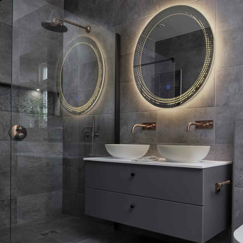 Round LED Mirror | Touch Button | Warm White Light - Reyze Simetria Series Model 8