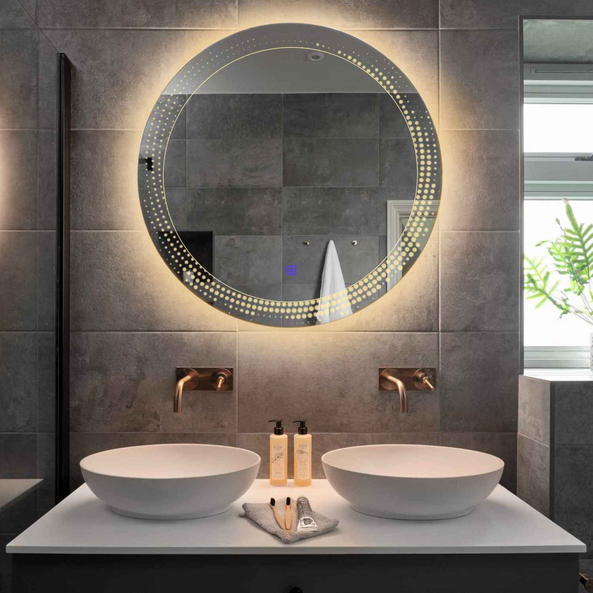 Round LED Mirror | Touch Button | Warm White Light - Reyze Simetria Series Model 8