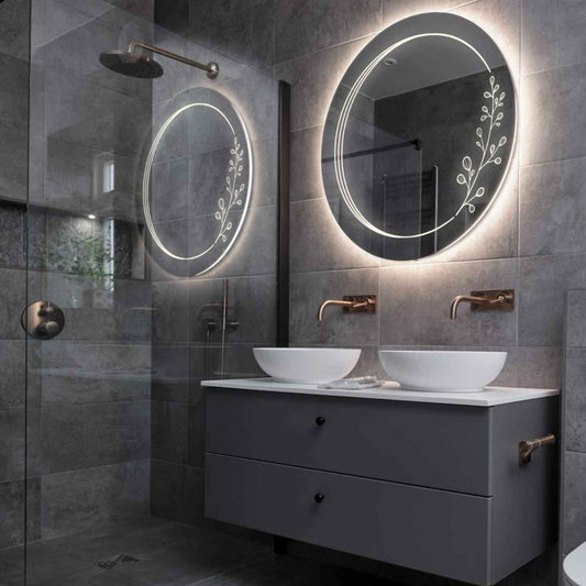 Round LED Mirror | Wall Switch Control | Neutral White Light - Reyze Good Vibes Series Model 3