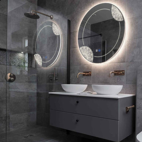 Round LED Mirror | Touch Buttons | Anti-Fog Function | Neutral White Light - Reyze Good Vibes Series Model 7