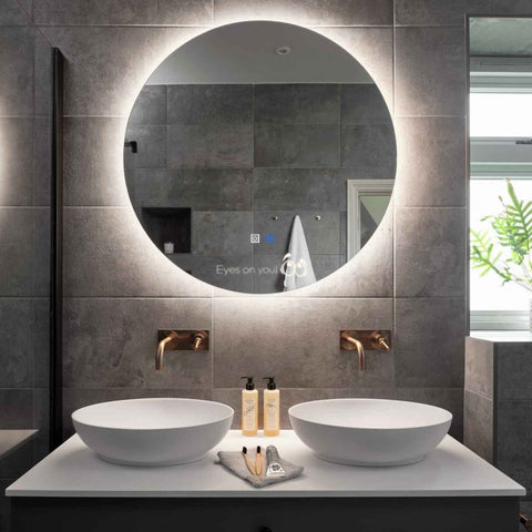 Round LED Mirror | Touch Buttons | Anti-Fog Function | Neutral White Light - Reyze Motivated Series Model 8