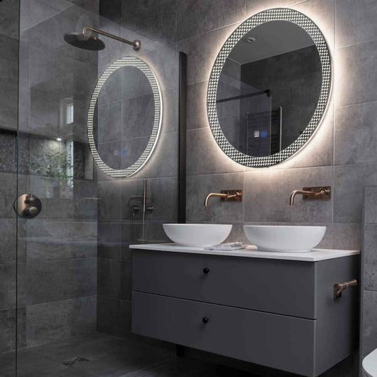Round LED Mirror | Touch Buttons | Anti-Fog Function | Neutral White Light - Reyze Official Series Model 6
