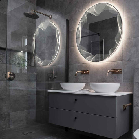 Round LED Mirror | Wall Switch Control | Neutral White Light - Reyze Simetria Series Model 3