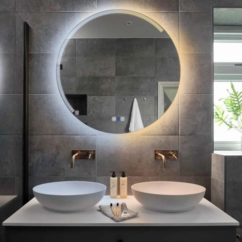 Round LED Mirror | Touch Buttons | Anti-Fog Function | Adjustable Color Temperature - Reyze Edge Series Model 5