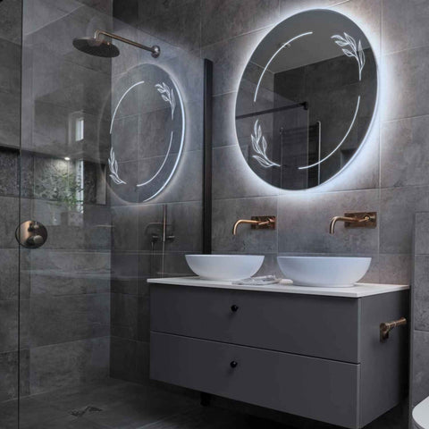 Round LED Mirror | Wall Switch Control | Cool White Light - Reyze Good Vibes Series Model 1