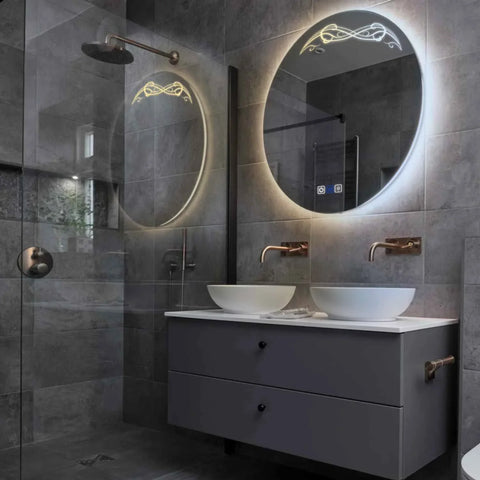 Round LED Mirror | Touch Buttons | Anti-Fog Function | Adjustable Color Temperature - Reyze Good Vibes Series Model 6